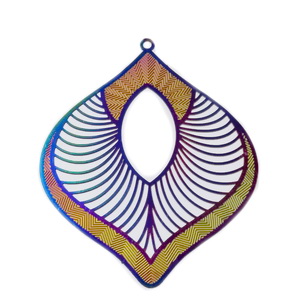 Pandantiv otel inoxidabil 201, IP(placat cu ioni), multicolor, 63x51x0.2mm
