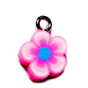 Pandantiv polymer, floare roz, 13.5x9.5~10x4~4.5mm 1 buc