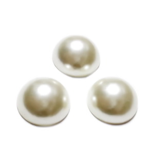 Cabochon plastic ABS, imitatie perle crem, 16x8mm 1 buc