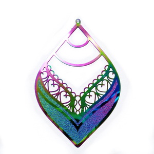 Pandantiv otel inoxidabil 201, IP(placat cu ioni), multicolor, 68x45x0.2mm
 1 buc
