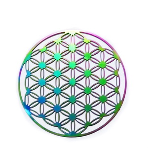 Pandantiv otel inoxidabil 201, IP(placat cu ioni), multicolor, floarea vietii, 40x0.2mm
 1 buc