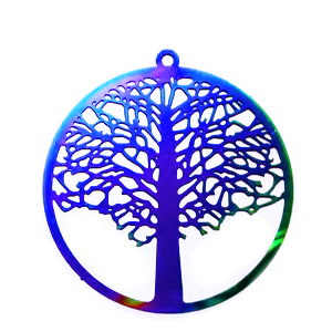 Pandantiv otel inoxidabil 201, IP(placat cu ioni), multicolor, copacul vietii, 43x40x0.2mm
 1 buc