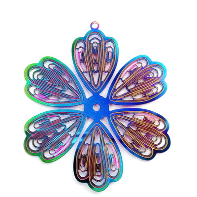 Pandantiv otel inoxidabil 201, IP(placat cu ioni), multicolor, 47x39.5x0.2mm
 1 buc