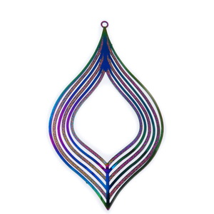 Pandantiv otel inoxidabil 201, IP(placat cu ioni), multicolor, lacrima 79x45.5x0.3mm
 1 buc