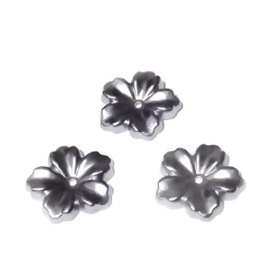 Floare cu 5 petale, plastic ABS, imitatie perle plastic, gri, 12x13x1.5mm