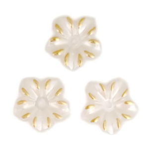 Floare cu 5 petale, plastic ABS, imitatie perle plastic, crem, 12x13x1.5mm