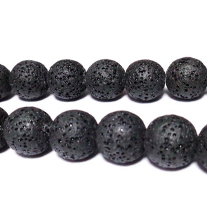 Margele lava neagra, 12mm, orificiu 1.8mm 1 buc
