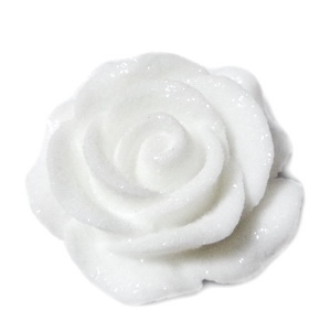 Cabochon rasina alba, frosted, cu luciu, 30x30x11mm, baza 22~24mm