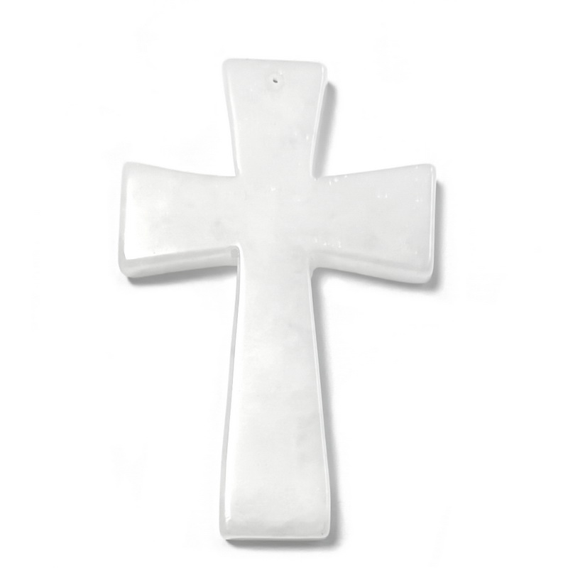 Pandantiv agata alba, cruce, 63x43x6mm 1 buc