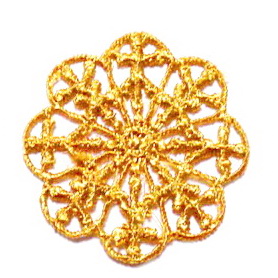Pandantiv polyester, dantelat, portocaliu, floare 35~37x1mm 1 buc