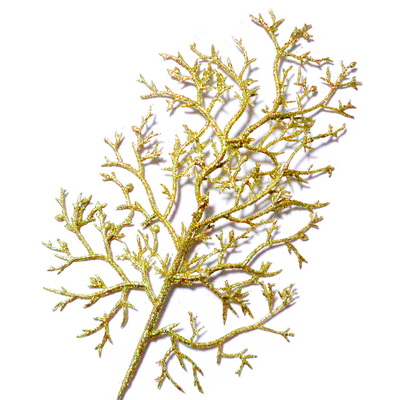 Ornament pt, Craciun, frunza cu glitter aurie, 23x16cm + codita 22cm 1 buc