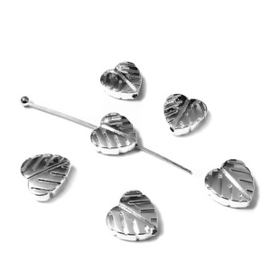 Margele hematit placat argintiu, inima 8x8x2.5mm 1 buc