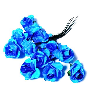 Trandafiri din hartie bleu, 20x12mm-legatura 12 buc
