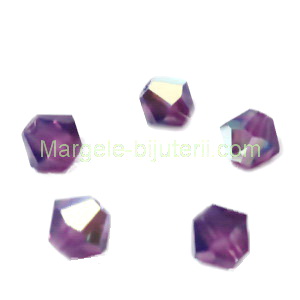 Margele Preciosa biconice Amethyst Opal AB - 4mm 1 buc