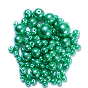 Mix perle sticla, verde deschis, 4-12 mm 25 g