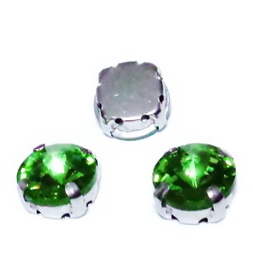 Margele montee rhinestone, sticla, rotunde, verde deschis, 15x7.5mm