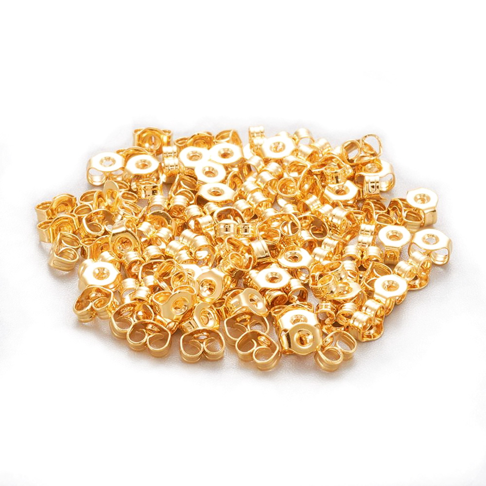 Dop cercei otel inoxidabil 304, auriu, flututas, 4x3x2mm 2 buc
