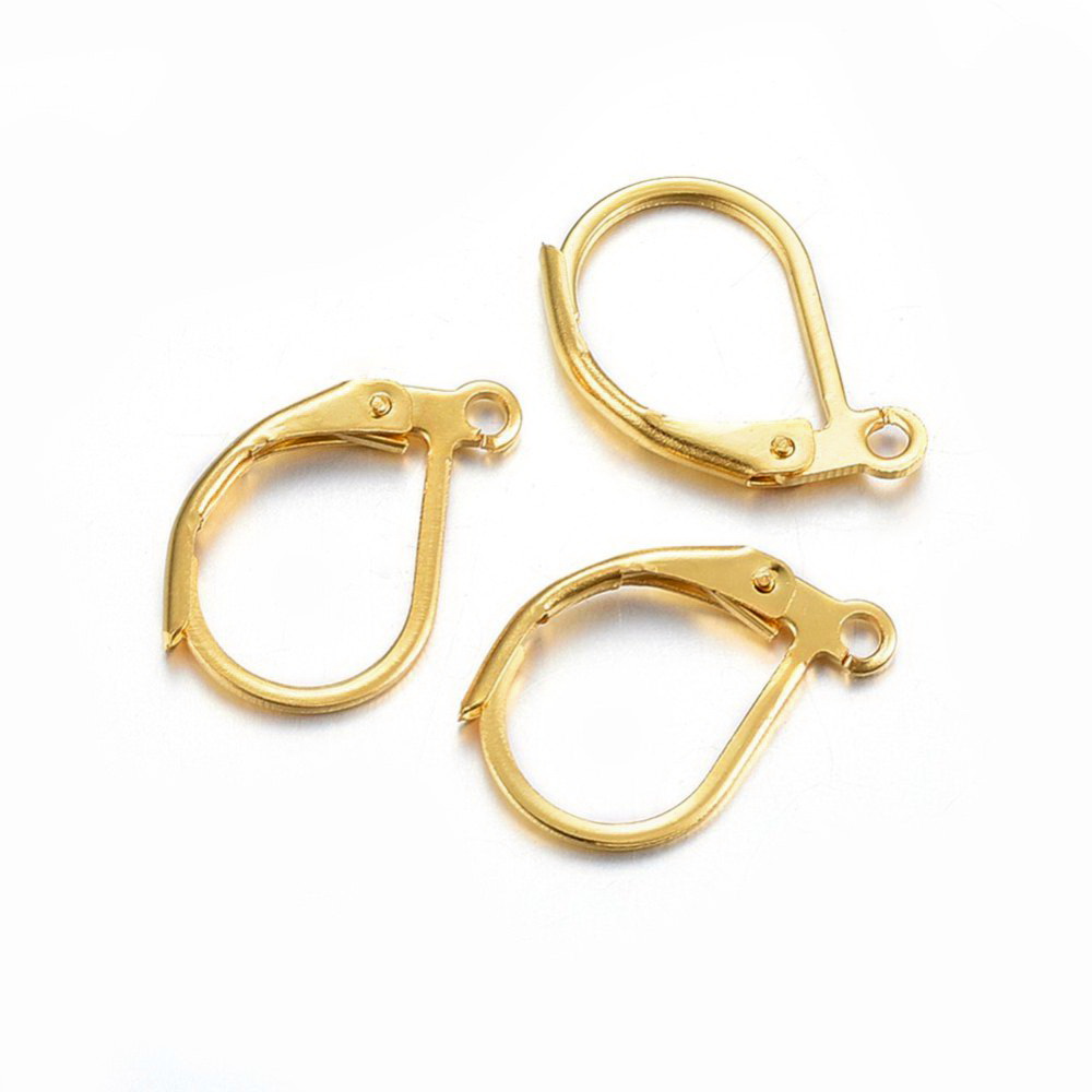 Tortite cercei otel inoxidabil 304, placate cu aur 24K,  cu clema,  15x10x2mm 2 buc