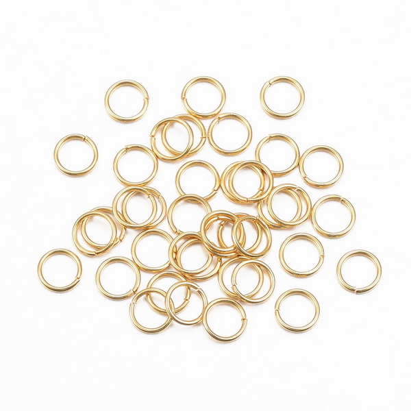 Zale simple otel inoxidabil 304, placate cu aur 18k, intredeschise, 4x0.5mm cca 50 buc