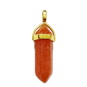 Pandantiv aventurin rosu, 38x8mm cu agatatoare aurie-DISPONIBIL 1 BUC
 1 buc
