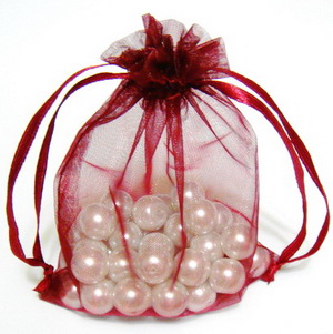 Saculeti organza bordo, 18x13 cm, interior 15x13cm