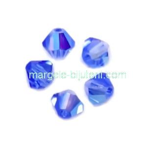 Margele Preciosa biconice Sapphire AB - 4mm