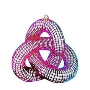 Pandantiv otel inoxidabil 201, filigranat, IP(placat cu ioni) multicolor, nodul trinitatii, 34x33x0.2mm 1 buc