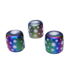 Margele sticla, electroplacate multicolor, frosted, cu stele, 12x12mm 1 buc