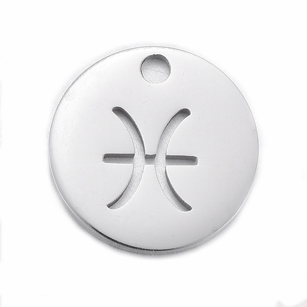 Pandantiv otel inoxidabil 304, 10x1mm, zodiac, PESTE 1 buc
