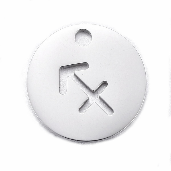 Pandantiv otel inoxidabil 304, 10x1mm, zodiac, SAGETATOR 1 buc