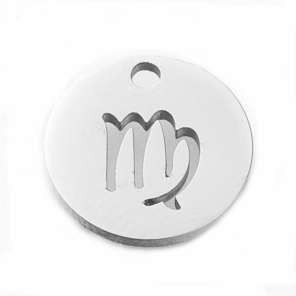 Pandantiv otel inoxidabil 304, 10x1mm, zodiac, FECIOARA 1 buc
