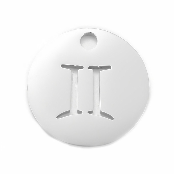 Pandantiv otel inoxidabil 304, 10x1mm, zodiac, GEMENI 1 buc