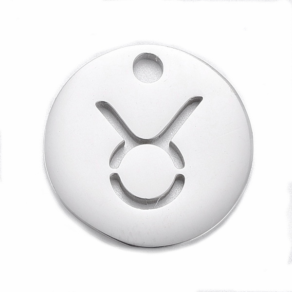 Pandantiv otel inoxidabil 304, 10x1mm, zodiac, TAUR 1 buc
