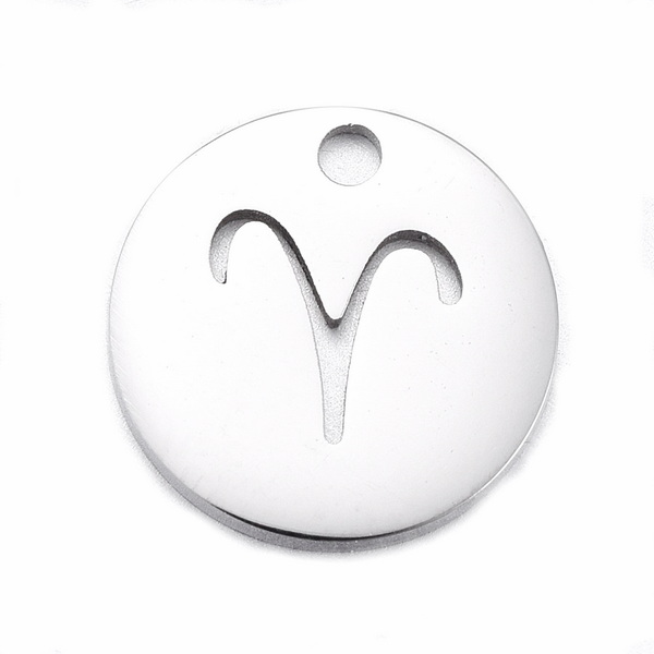 Pandantiv otel inoxidabil 304, 10x1mm, zodiac, BERBEC 1 buc