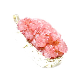 Pandantiv druzy agate roz, electroplacat cu auriu pe margine, 50x26x7~14mm
