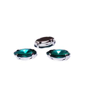 Margele montee rhinestone, sticla, ochi de cal, verde smarald, 8x4x3.5mm