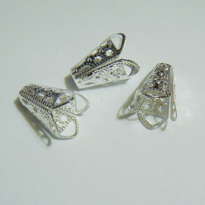 Capac filigran, argintiu, 15x10 mm