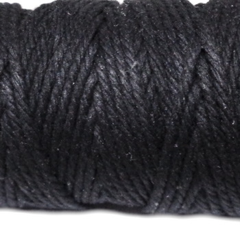 Snur bumbac, macrame, negru, 2mm