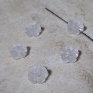 Flori acrilice, frosted, albe, 6.5x3mm  1 buc