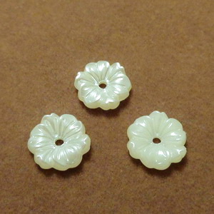 Margele plastic crem ABS, imitatie perle, floare 10.5x10.5x2.5mm