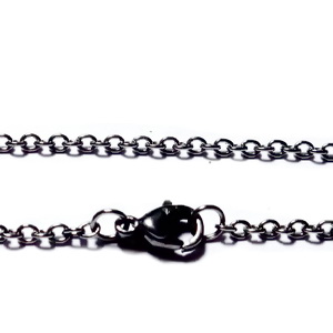 Lantisor otel inoxidabil, lungime 44.5cm, zale ovale, plate de  2.2x1.6x0.4mm-cu inchizatoare de 9mm 1 buc