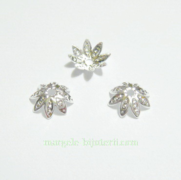 Capacel filigran placat cu argint, 8x2.5 mm