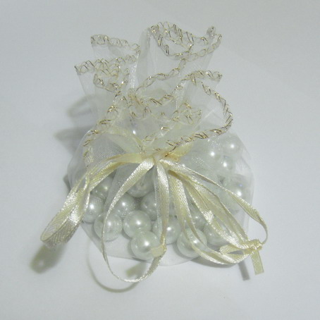 Saculeti organza crem, diametrul 22 cm