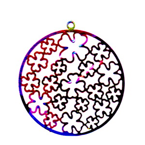 Pandantiv otel inoxidabil 201, filigranat, IP(placat cu ioni) multicolor, trifoi cu 4 foi, 32.5x30x0.3mm 1 buc