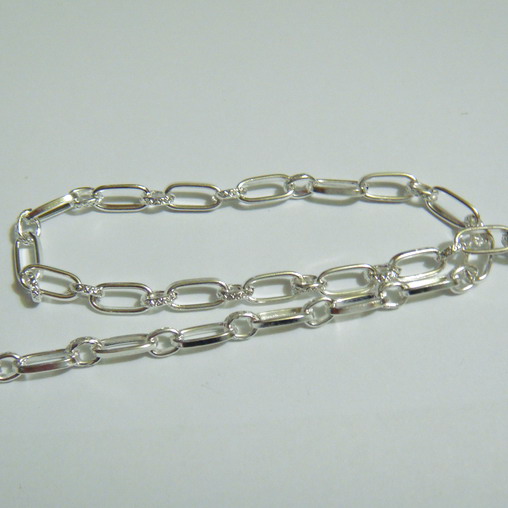 Lant argintiu cu zale 10x5mm si 6x4mm, grosime zale 1.3mm