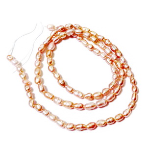 Perle de cultura roz somon  4~7mm, sir aprox 36cm (aprox 62 buc) 1 buc
