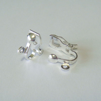 Cercei clips, argintii, 10x12 mm