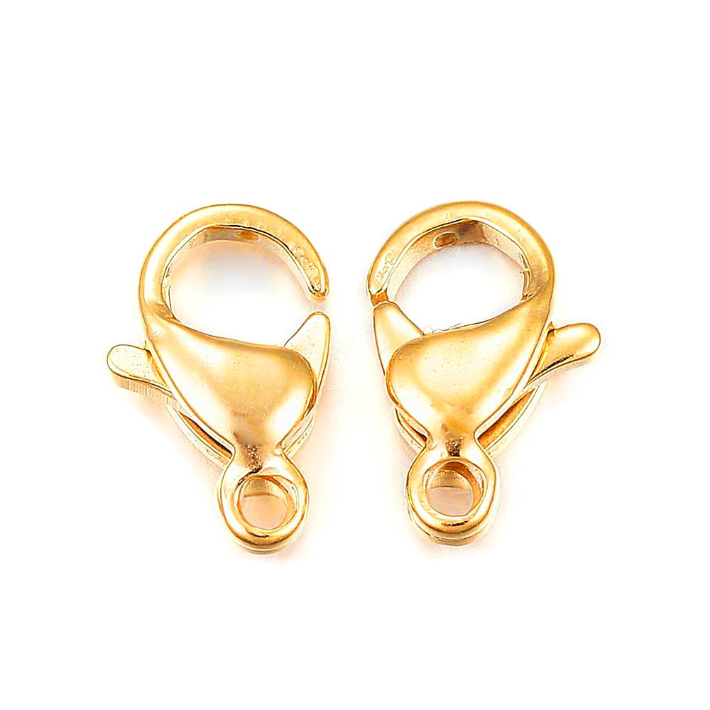 Inchizatoare ovala otel inoxidabil 304 IP, placata cu aur 18k, 15x9x4.5mm 1 buc