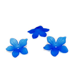 Flori acrilice, frosted, albastre, 20x22x4.5 mm 1 buc