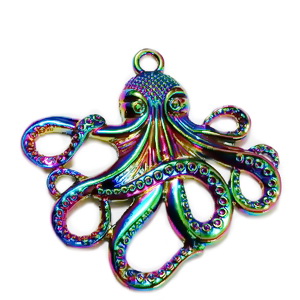 Pandantiv metalic, placat multicolor, caracatita 54.5x57x5mm 1 buc